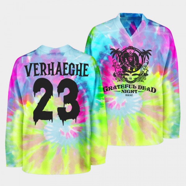 Florida Panthers Grateful Dead Night Carter Verhaeghe #23 Tie-Dye Sweatshirt Halloween