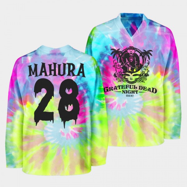 Florida Panthers Grateful Dead Night Josh Mahura #28 Tie-Dye Sweatshirt Halloween