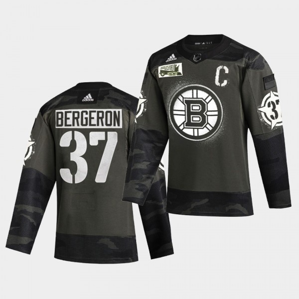Patrice Bergeron Boston Bruins 2021 Military Night...