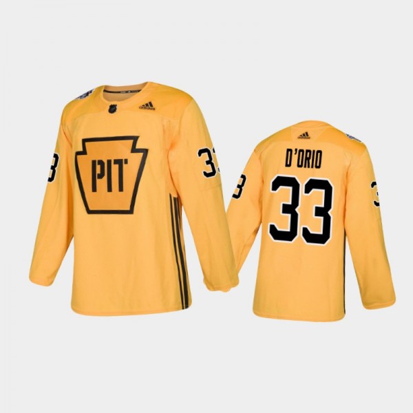 Pittsburgh Penguins Alex D'Orio #33 Practice Yello...