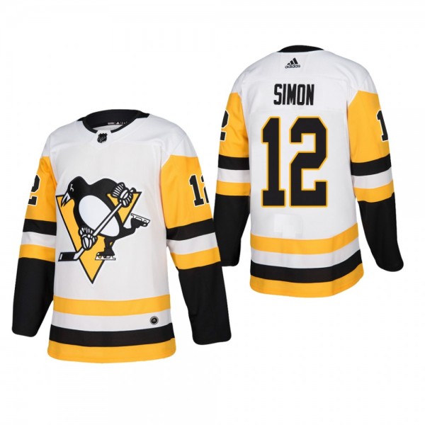 Men's Pittsburgh Penguins Dominik Simon #12 Away White Away Authentic Player Cheap Jersey