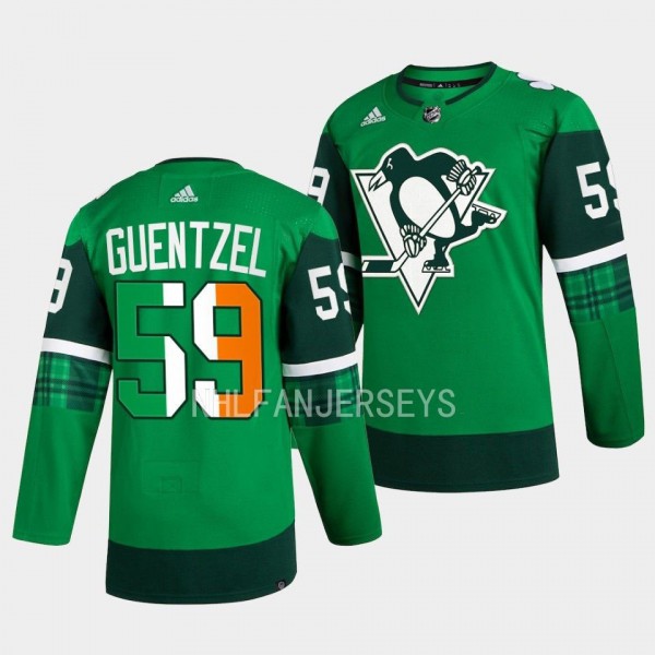 2023 St. Patricks Day Jake Guentzel Pittsburgh Penguins #59 Green Primegreen Authentic Jersey