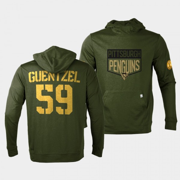 Jake Guentzel Pittsburgh Penguins 2022 Salute to Service Olive Levelwear Hoodie