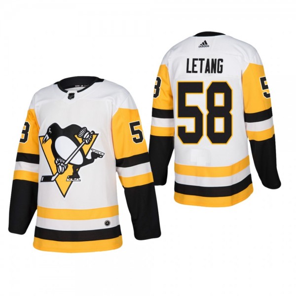 Men's Pittsburgh Penguins Kris Letang #58 Away White Away Authentic Player Cheap Jersey