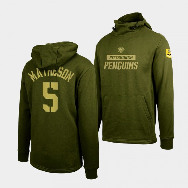 Pittsburgh Penguins Mike Matheson Thrive Olive Levelwear Hoodie Pullover