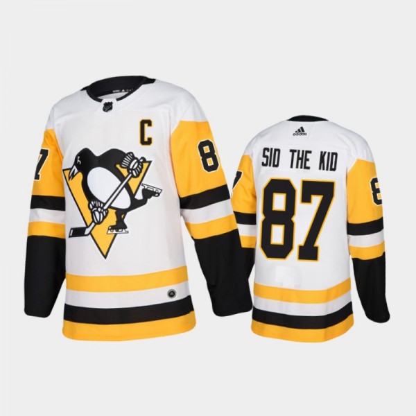 Pittsburgh Penguins Sidney Crosby #87 Nickname White Away Authentic Sid the Kid Jersey