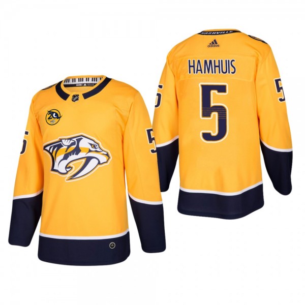 Men's Nashville Predators Dan Hamhuis #5 Home Gold Authentic Player Cheap Jersey