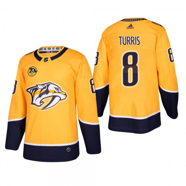 Men's Nashville Predators Kyle Turris #8 Home Gold Authentic Player Cheap Jersey