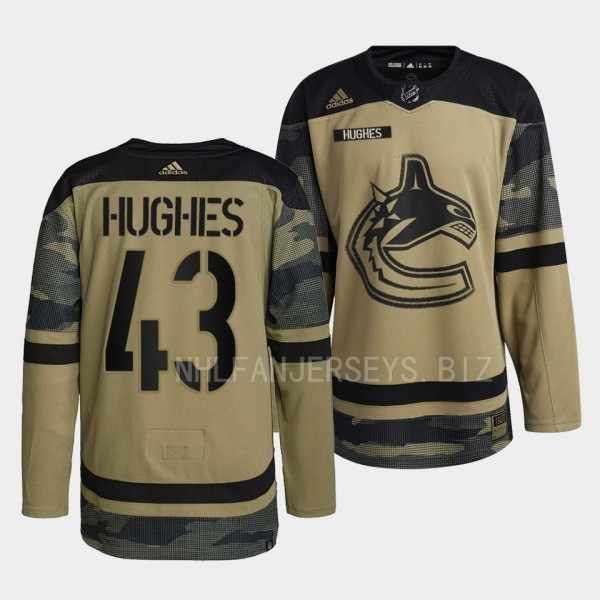 2022 Armed Forces Quinn Hughes Vancouver Canucks G...