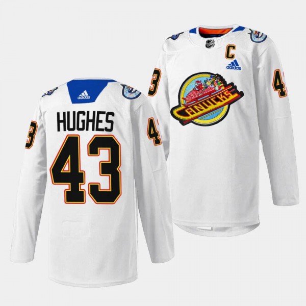 Christmas Night Quinn Hughes Vancouver Canucks White #43 Pre-game Sweater Jersey 2023