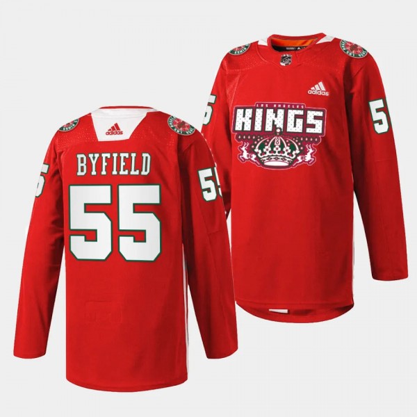 2023 X-mas Holiday Quinton Byfield Los Angeles Kings Red #55 Specialty Jersey