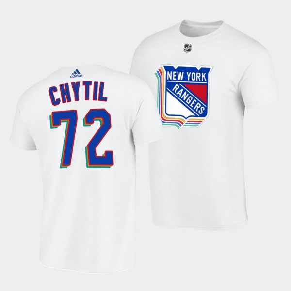 New York Rangers LGBTQ Pride Month Filip Chytil #72 White T-Shirt