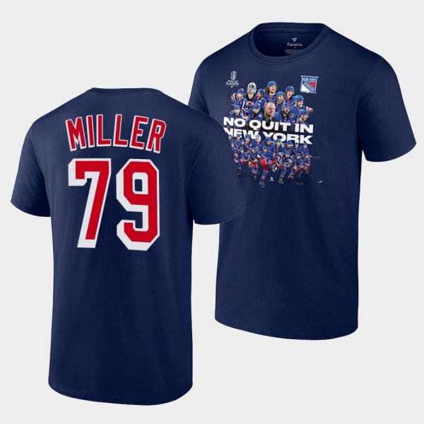 New York Rangers K'Andre Miller No Quit in NY 2022 Playoffs Navy #79 T-Shirt