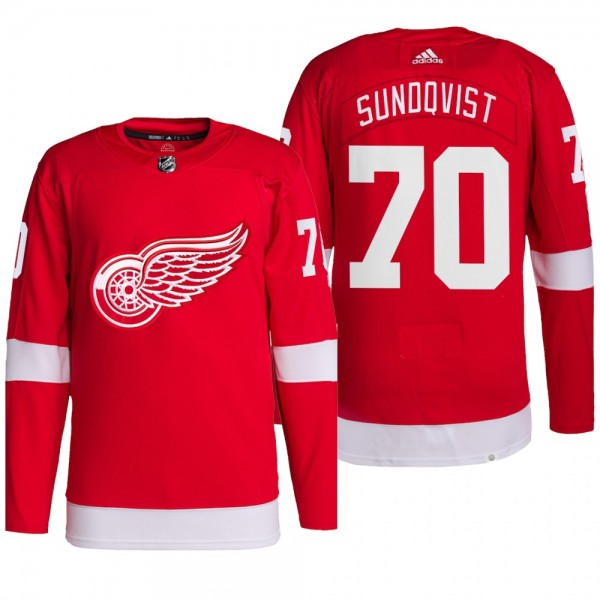 2022 Home Red Wings Oskar Sundqvist Home Red Jerse...
