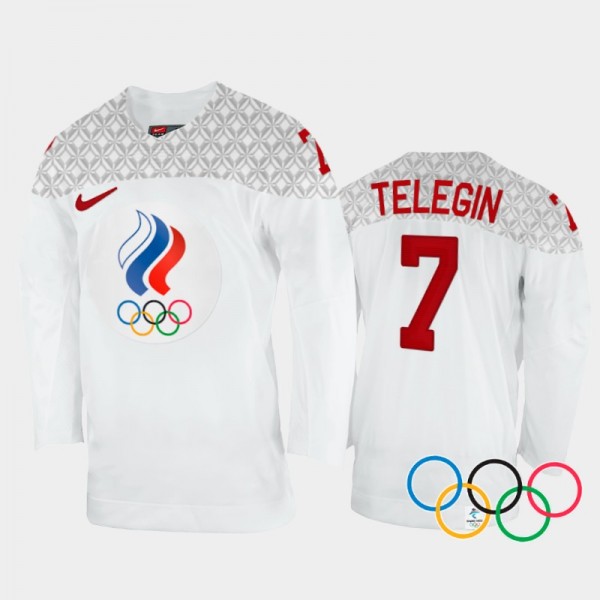 Sergei Telegin Russia Hockey White Away Jersey 202...