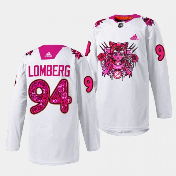 Pink in the Rink Ryan Lomberg Florida Panthers Whi...