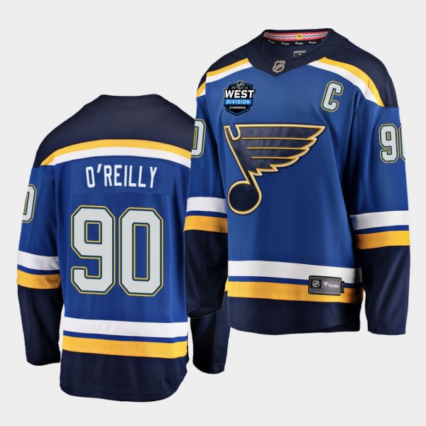 St. Louis Blues Ryan O'reilly 2021 East Division Patch Blue Jersey Home