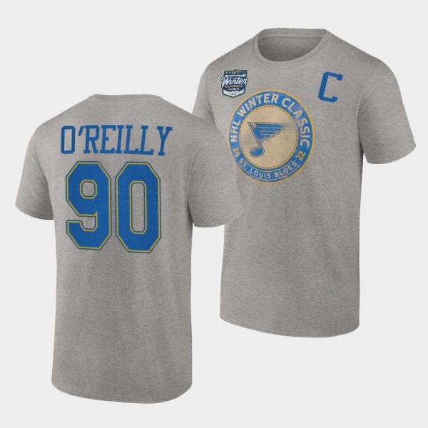 Ryan O'Reilly #90 St. Louis Blues 2022 Winter Classic Vintage Distressed Gray T-Shirt