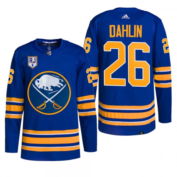 2022 Sabres Rasmus Dahlin Honor Rick Jeanneret patch Royal Jersey