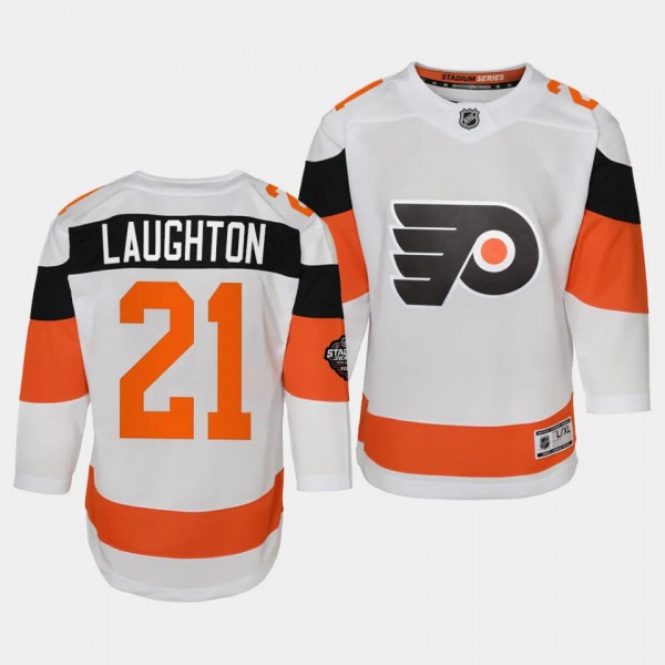 Philadelphia Flyers #21 Scott Laughton 2024 NHL Stadium Series Premier Player White Youth Jersey