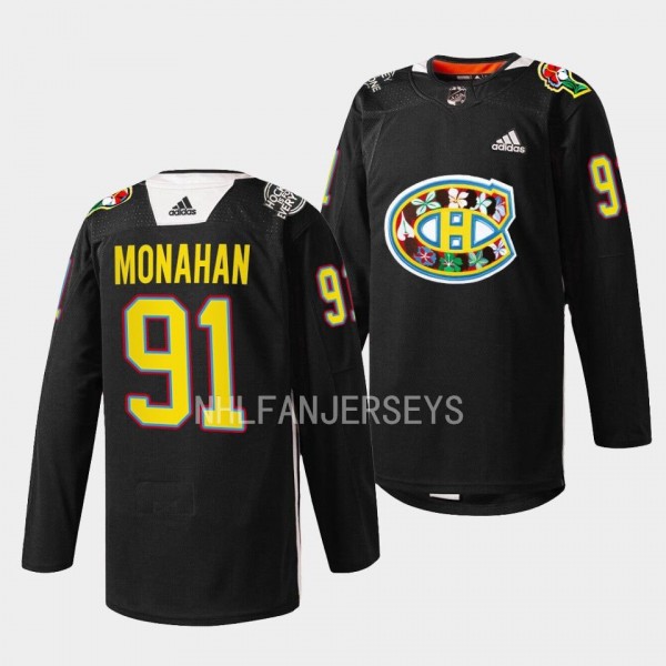 Montreal Canadiens 2023 Black History Month Sean Monahan #91 Black Jersey Habs Warmup