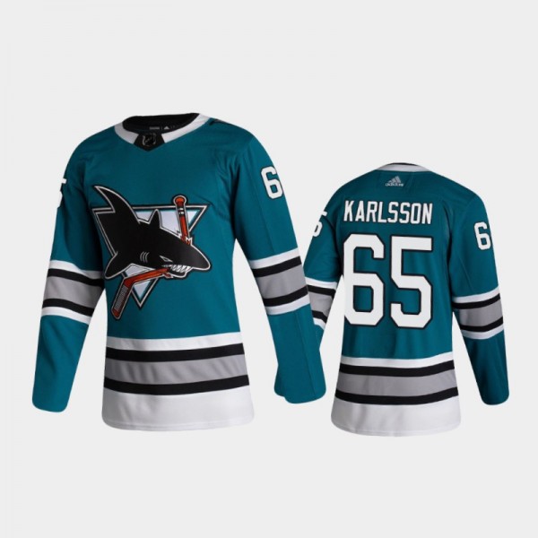 San Jose Sharks Erik Karlsson #65 Heritage Teal 2020-21 30th Anniversary Authentic Jersey