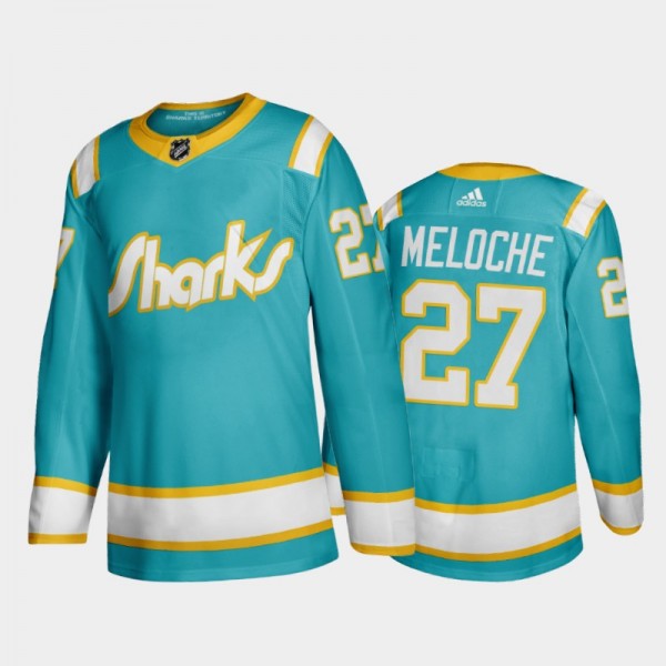 Sharks Gilles Meloche #27 Throwback Teal 2019-20 A...