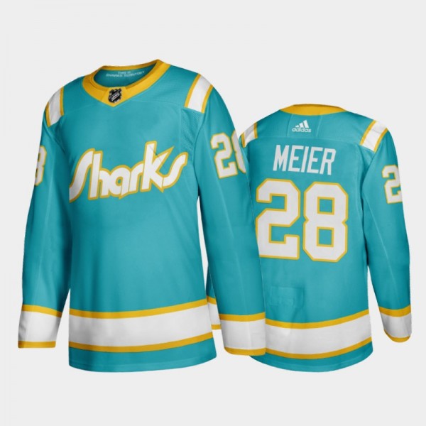 Sharks Timo Meier #28 Throwback Teal 2019-20 Authentic Player Jersey