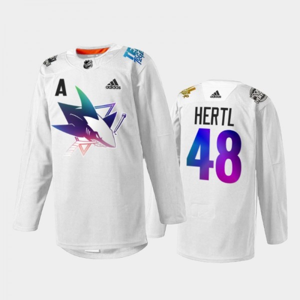 Tomas Hertl San Jose Sharks Pride Night 2022 Jersey White #48 HockeyIsForEveryone
