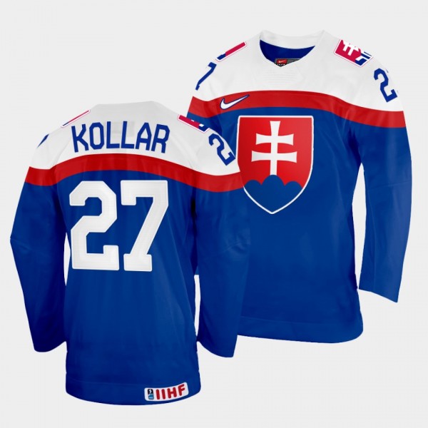 Andrej Kollar 2022 IIHF World Championship Slovakia Hockey #27 Blue Jersey Away