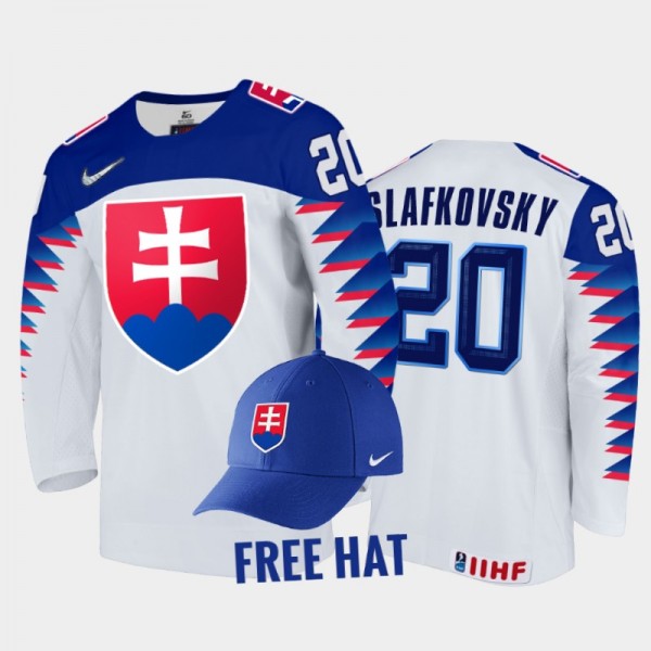Juraj Slafkovsky Slovakia Hockey White Free Hat Jersey 2022 IIHF World Junior Championship