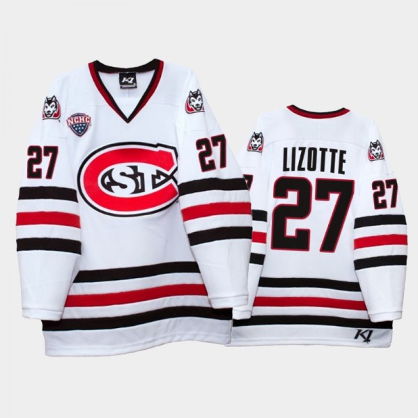 Blake Lizotte #27 St. Cloud State Huskies College Hockey White Jersey