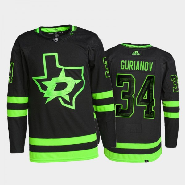 2021-22 Dallas Stars Denis Gurianov Pro Authentic Jersey Black Alternate Uniform