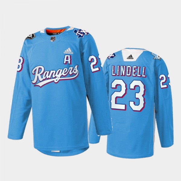 Esa Lindell Dallas Stars Texas Rangers Night 2022 Jersey Blue #23 Warmup