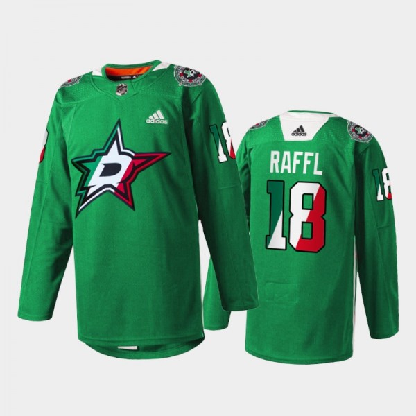 Michael Raffl Dallas Stars Noche Mexicana Jersey Green #18 Special Warmup