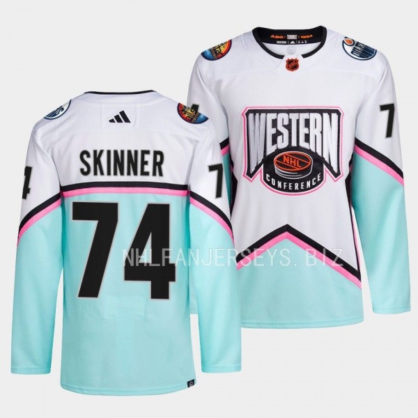 Stuart Skinner 2023 NHL All-Star Western Conference Edmonton Oilers #74 White Jersey Authentic