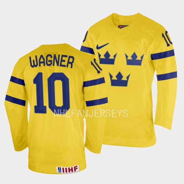 Fabian Wagner 2023 IIHF World Junior Championship Sweden #10 Yellow Home Jersey Men