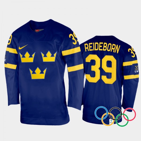 Adam Reideborn Sweden Hockey Navy Away Jersey 2022...