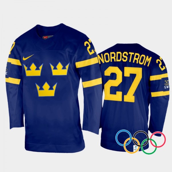 Joakim Nordstrom Sweden Hockey Navy Away Jersey 20...