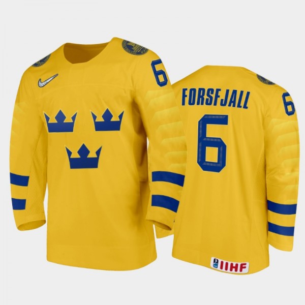 Mans Forsfjall Sweden Hockey Gold Home Jersey 2022...