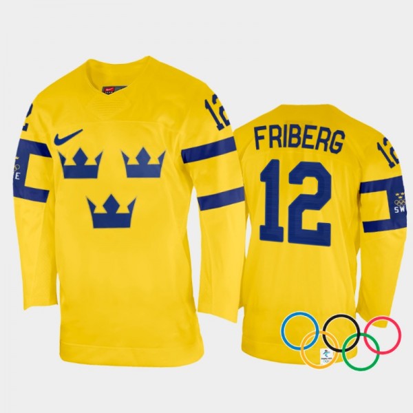 Sweden Hockey Max Friberg 2022 Winter Olympics Yel...