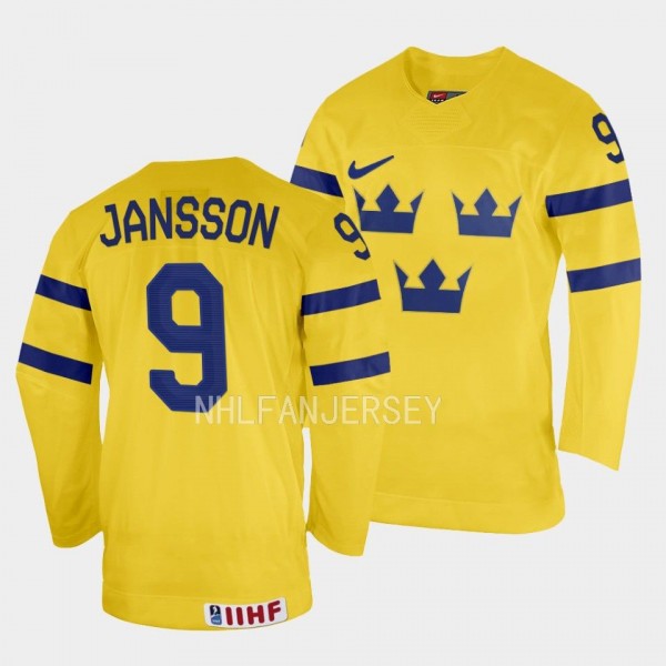 Ludvig Jansson 2023 IIHF World Junior Championship Sweden #9 Yellow Home Jersey Men
