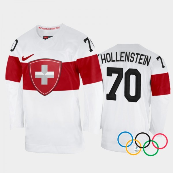 Denis Hollenstein Switzerland Hockey White Away Je...