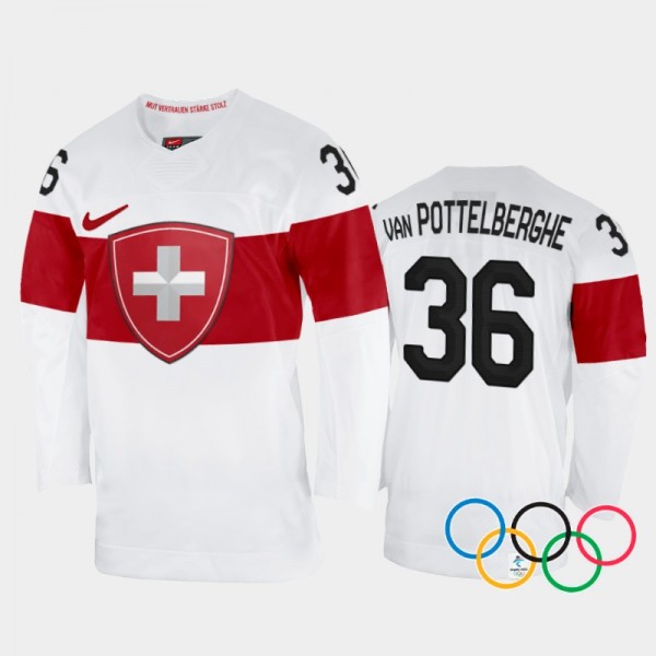 Joren van Pottelberghe Switzerland Hockey White Aw...