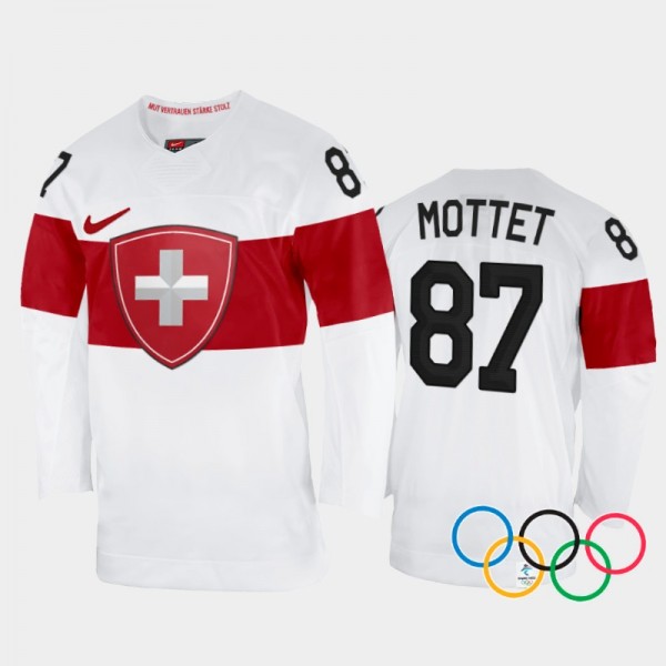 Killian Mottet Switzerland Hockey White Away Jerse...