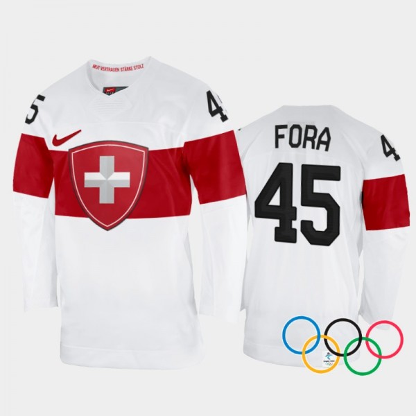 Michael Fora Switzerland Hockey White Away Jersey ...