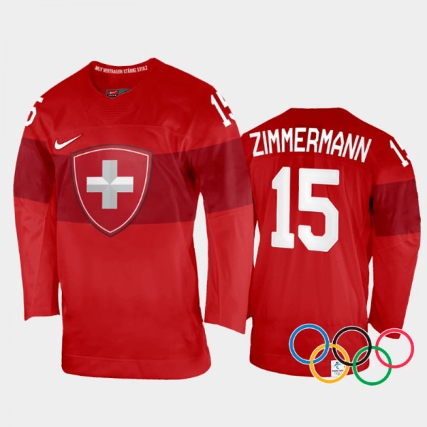 Laura Zimmermann Switzerland Women's Hockey Red Home Jersey 2022 Winter Olympics
