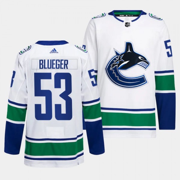 Vancouver Canucks Authentic Pro Teddy Blueger #53 White Jersey Away