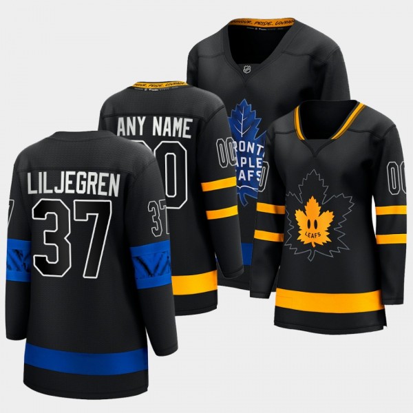 Toronto Maple Leafs x drew house Timothy Liljegren Alternate Jersey Women Black Premier Reversible Next Gen uniform Justin Bieber