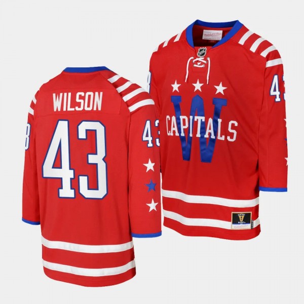 Washington Capitals #43 Tom Wilson 2015 Blue Line Mitchell Ness Red Youth Jersey